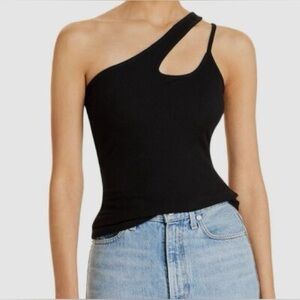 Fore NWOT Condition Black Ribbed Cross Shoulder Tank Top Women’s Size Medium M